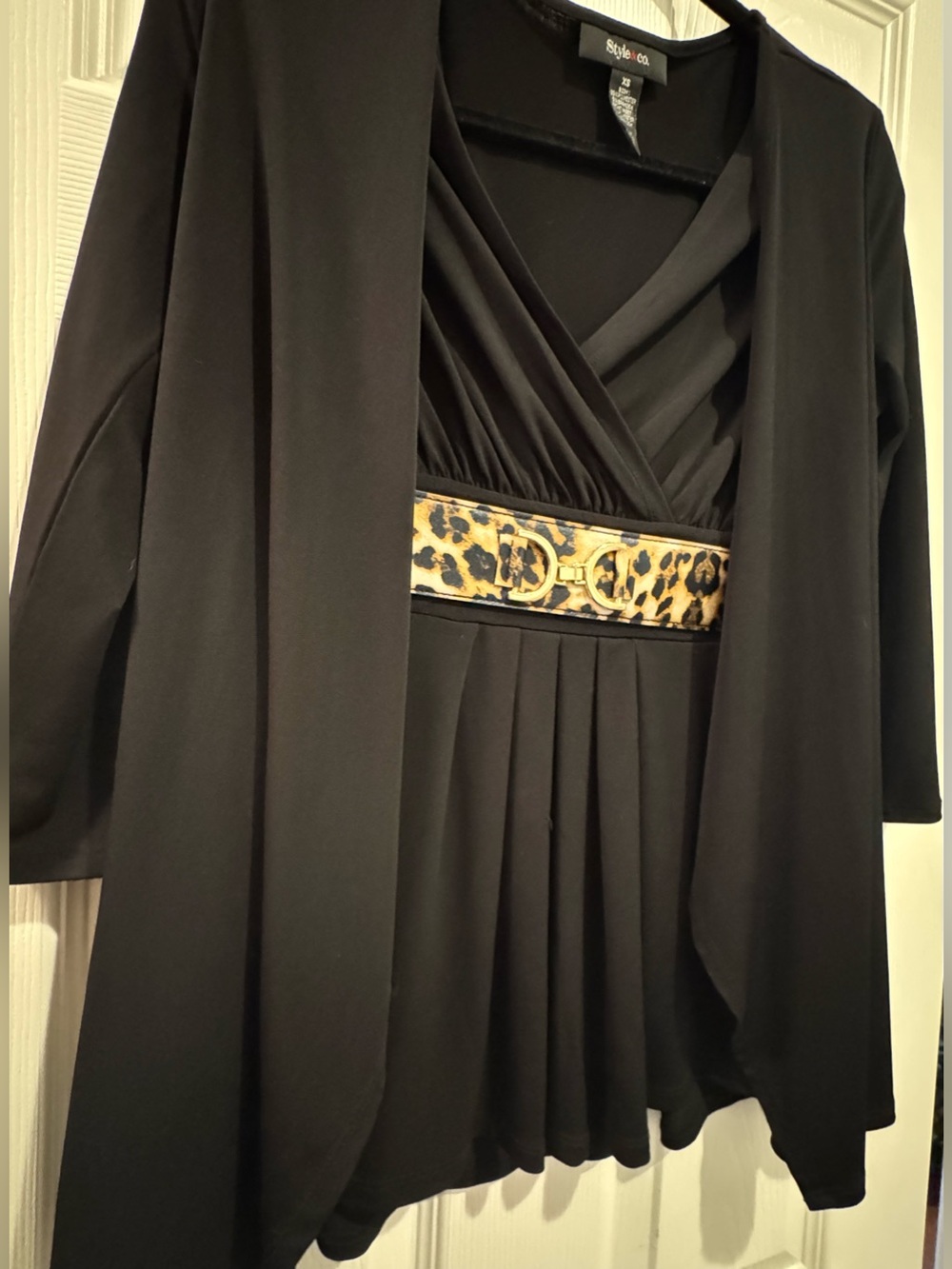 Style & Co. Black Top with Red Logo Accent